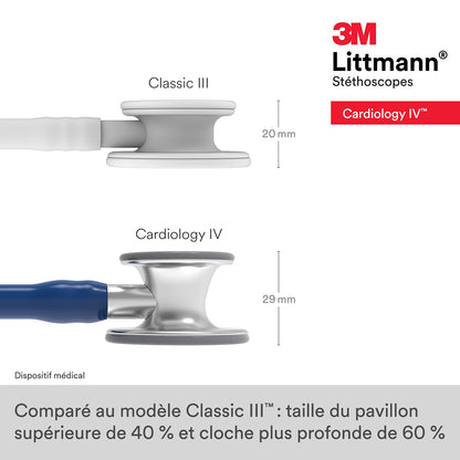 3M™ Littmann® Cardiology IV™ Stethoscope, 6154, Standard-Finish Chestpiece, Navy Blue Tube, Stainless Stem, 3 Each/Case