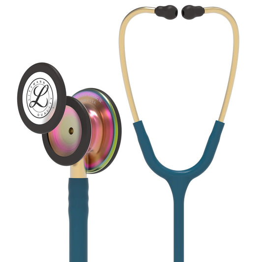 3M™ Littmann® Classic III™ Stethoscope, 5807, Rainbow-Finish, Carribbean Blue Tube, 27 in, 3 Each/Case