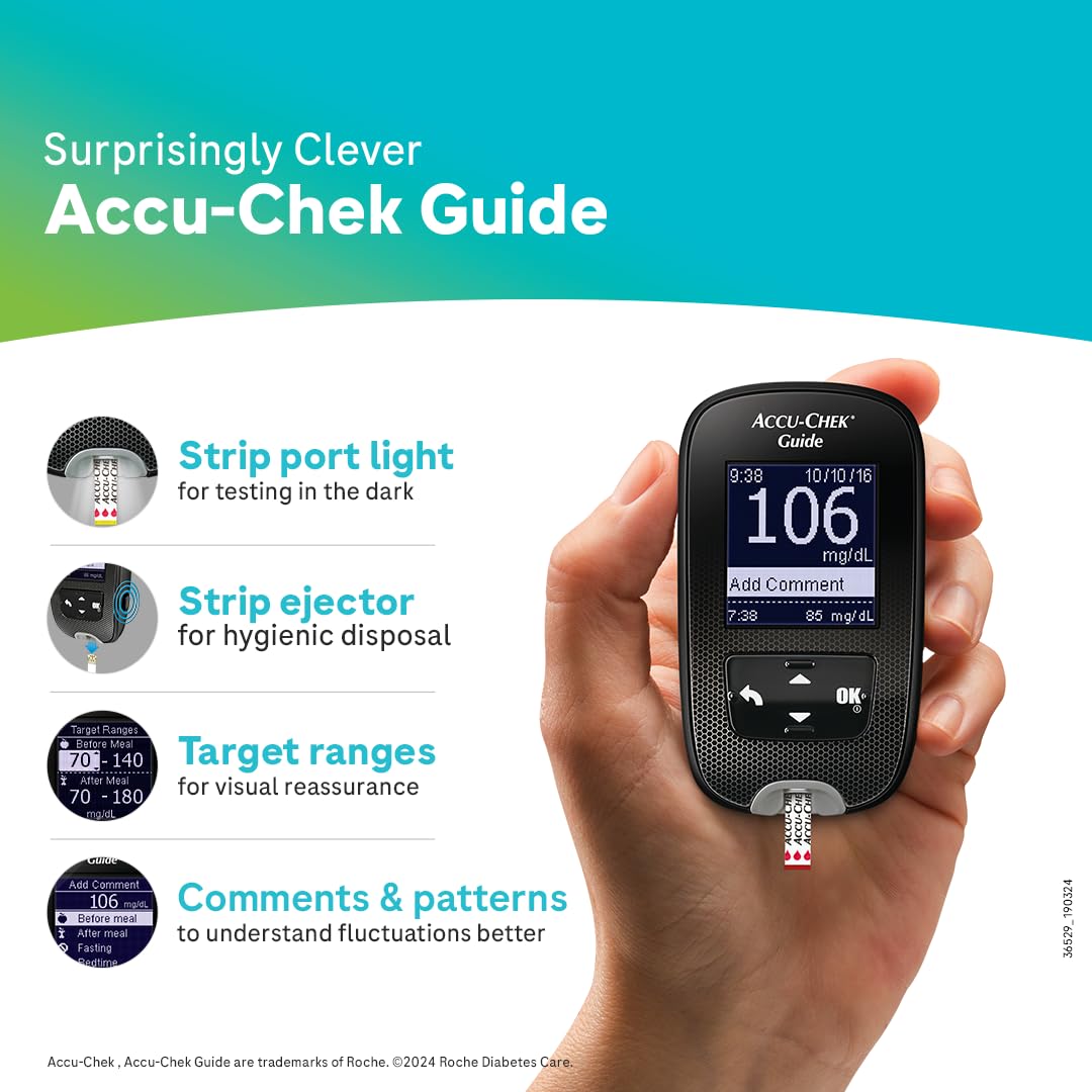 Accu-Chek Guide Smart Blood Glucose Meter with Bluetooth Connectivity with strip