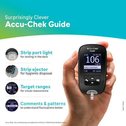 Accu-Chek Guide Smart Blood Glucose Meter with Bluetooth Connectivity with strip