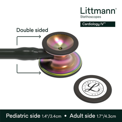 3M™ Littmann® Cardiology IV™ Stethoscope, 6165, Rainbow-Finish Chestpiece, Black Tube, Black Stem, 27 in, 3 Each/Case
