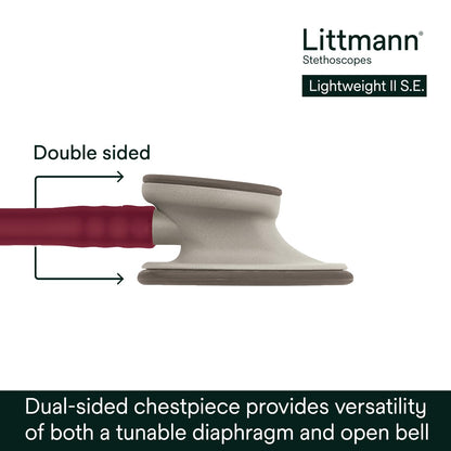 3M™ Littmann® Lightweight II S.E. Stethoscopes, 2451, Standard-Finish Chestpiece, Burgundy Tube, 28 in, 3 Each/Case