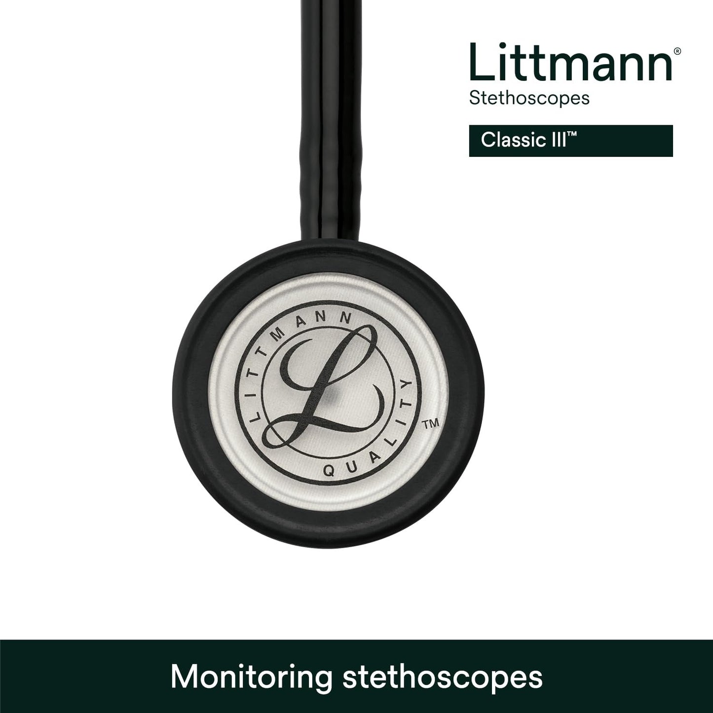3M™ Littmann® Classic III™ Stethoscope, 5620, Standard-Finish Chestpiece, Black Tube, 27 in, 3 Each/Case