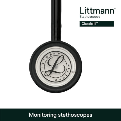 3M™ Littmann® Classic III™ Stethoscope, 5620, Standard-Finish Chestpiece, Black Tube, 27 in, 3 Each/Case