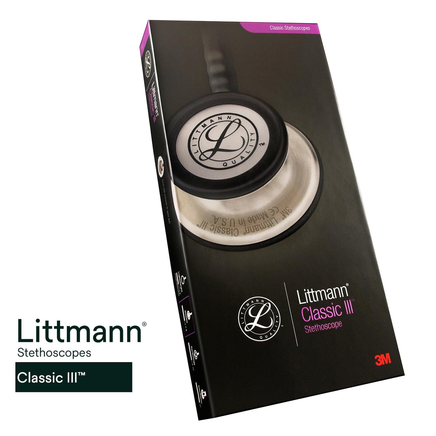 3M™ Littmann® Classic III™ Stethoscope, 5832, Standard-Finish Chestpiece, Lavender Tube, 27 in, 3 Each/Case