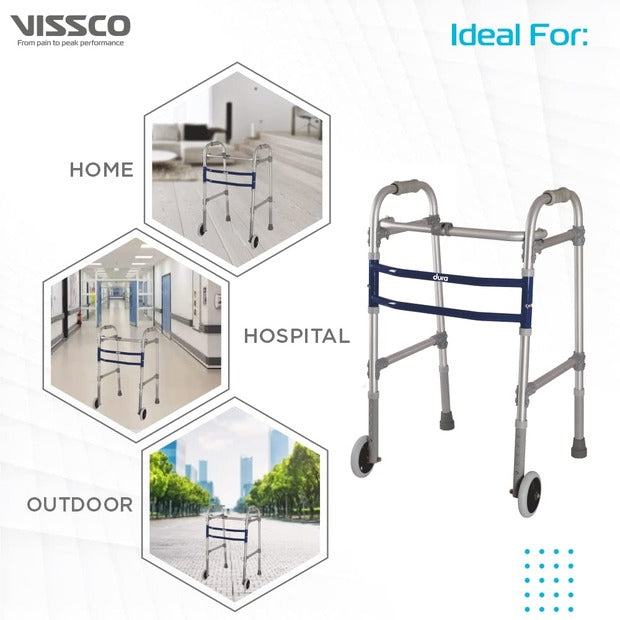 Vissco 2946 Dura Max Aluminium Walker With Straight Big Wheel