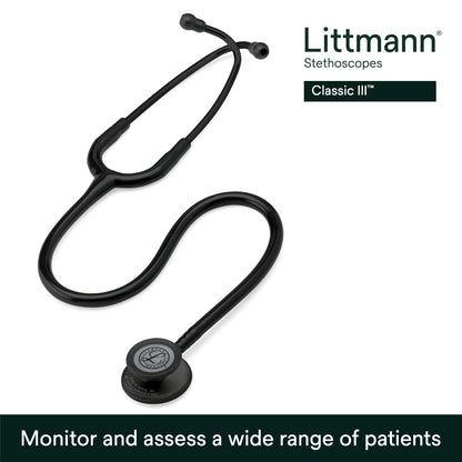 3M™ Littmann® Classic III™ Stethoscope, 5803, Black Edition Chestpiece, Black Tube, 27 inch, 3 Each/Case