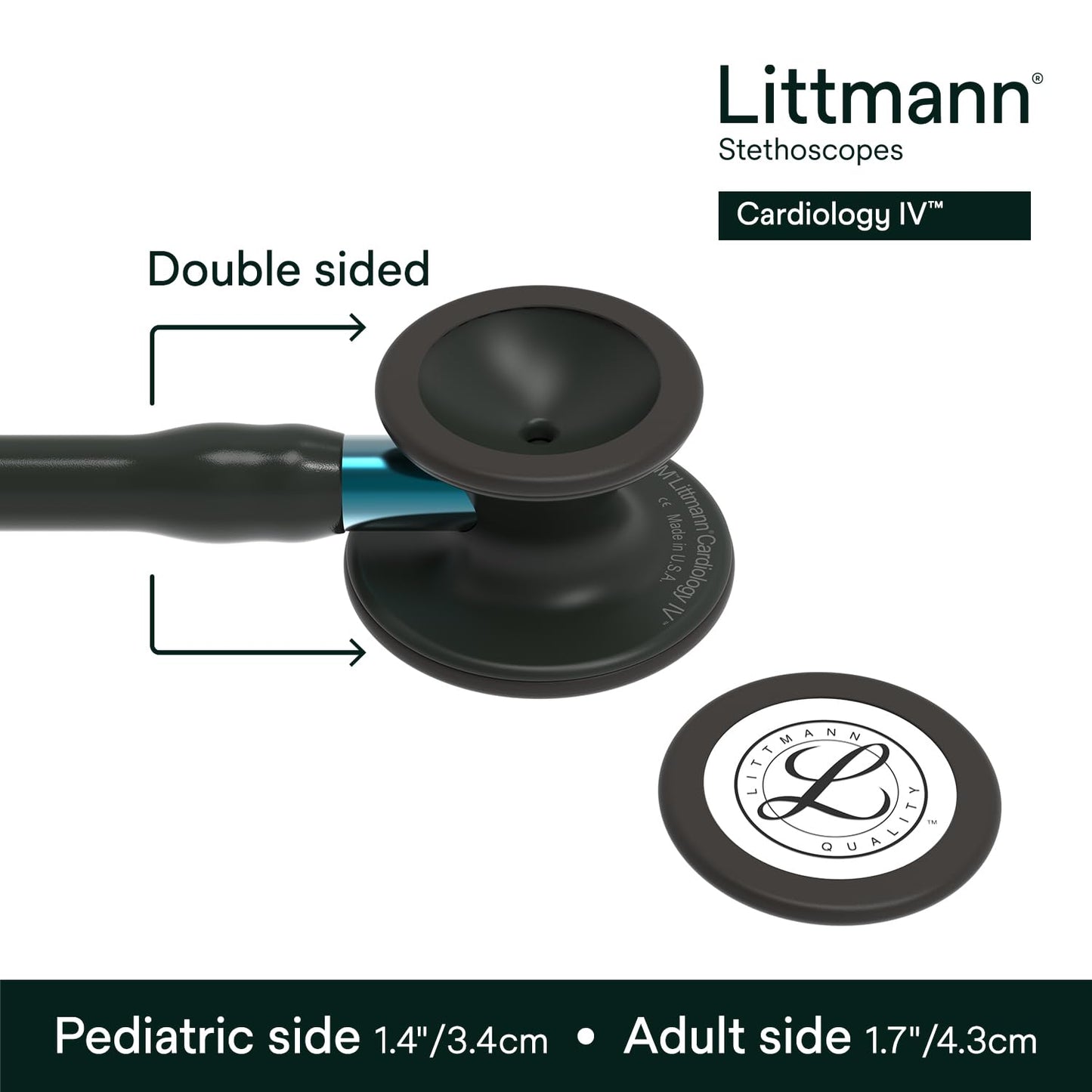 3M™ Littmann® Cardiology IV™ Stethoscope, 6201, Black Finish Chestpiece, Black Tube, Blue Stem, 27 in, 3 Each/Case