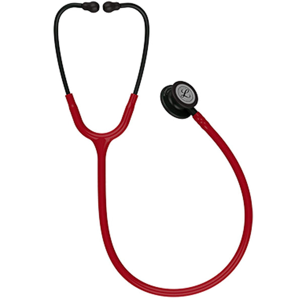 3M™ Littmann® Classic III™ Stethoscope, 5868, Black-Finish Chestpiece and Stem, Burgundy Tube, 27 in, 3 Each/Case