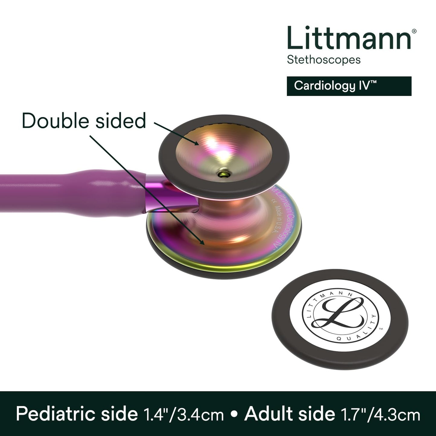 3M™ Littmann® Cardiology IV™ Stethoscope, 6205, Rainbow-Finish Chestpiece, Plum Tube, Violet Stem, 27 in, 3 Each/Case