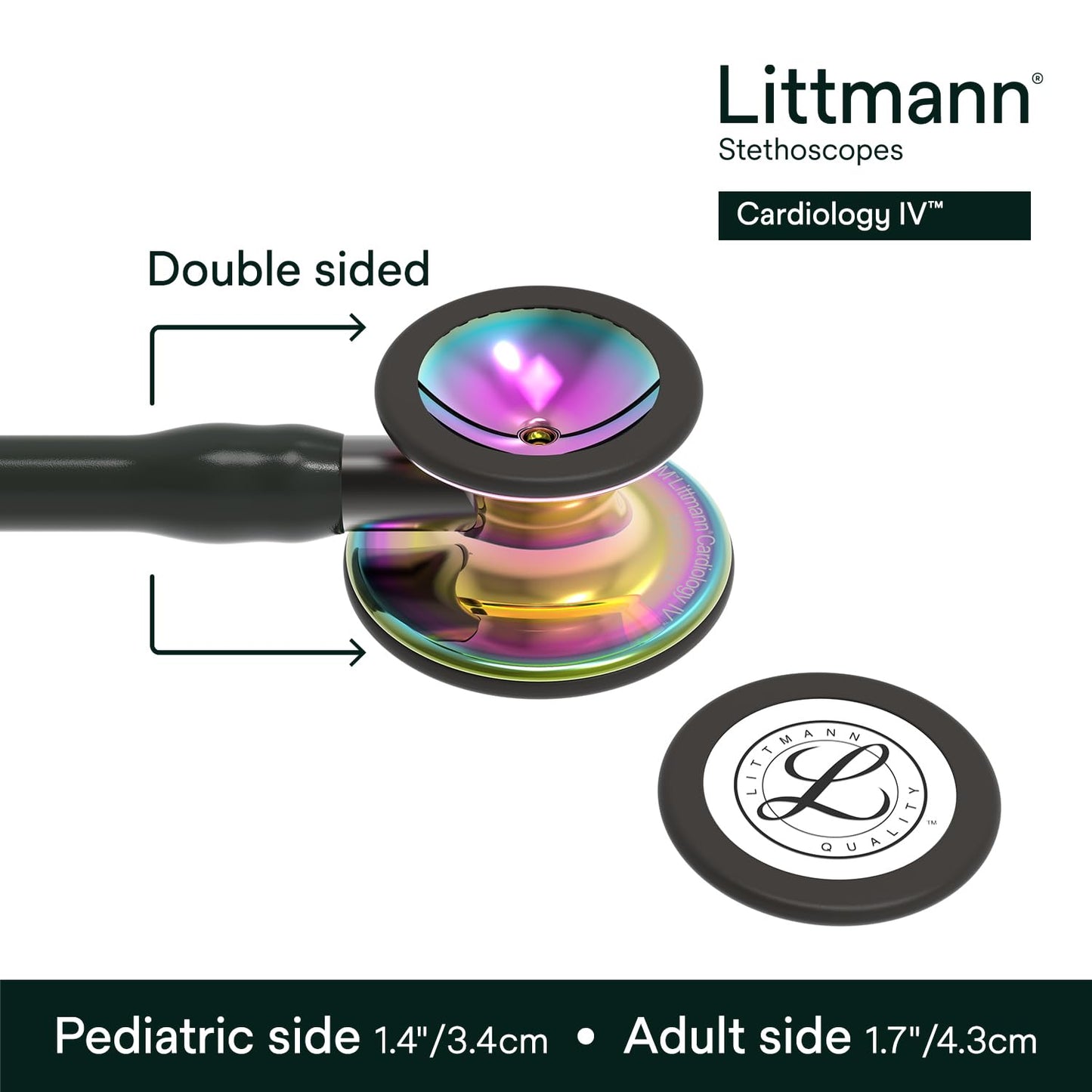 3M™ Littmann® Cardiology IV™ Stethoscope, High Polish Rainbow Chestpiece, Black Tube, Smoke Stem and Headset, 6240