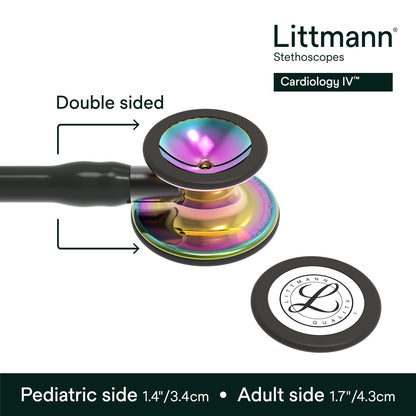 3M™ Littmann® Cardiology IV™ Stethoscope, High Polish Rainbow Chestpiece, Black Tube, Smoke Stem and Headset, 6240