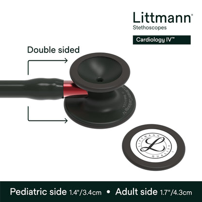3M™ Littmann® Cardiology IV™ Stethoscope, 6200, Black-Finish Chestpiece, Black Tube, Red Stem, 27 in, 3 Each/Case