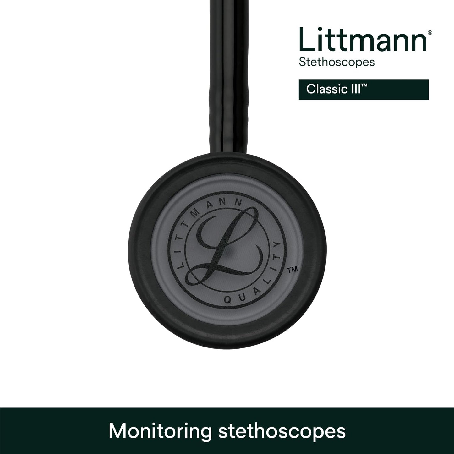 3M™ Littmann® Classic III™ Stethoscope, 5803, Black Edition Chestpiece, Black Tube, 27 inch, 3 Each/Case