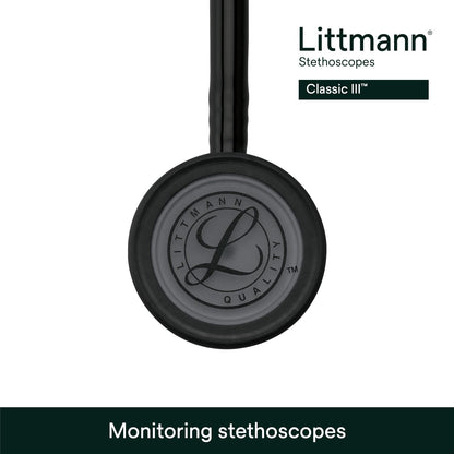 3M™ Littmann® Classic III™ Stethoscope, 5803, Black Edition Chestpiece, Black Tube, 27 inch, 3 Each/Case