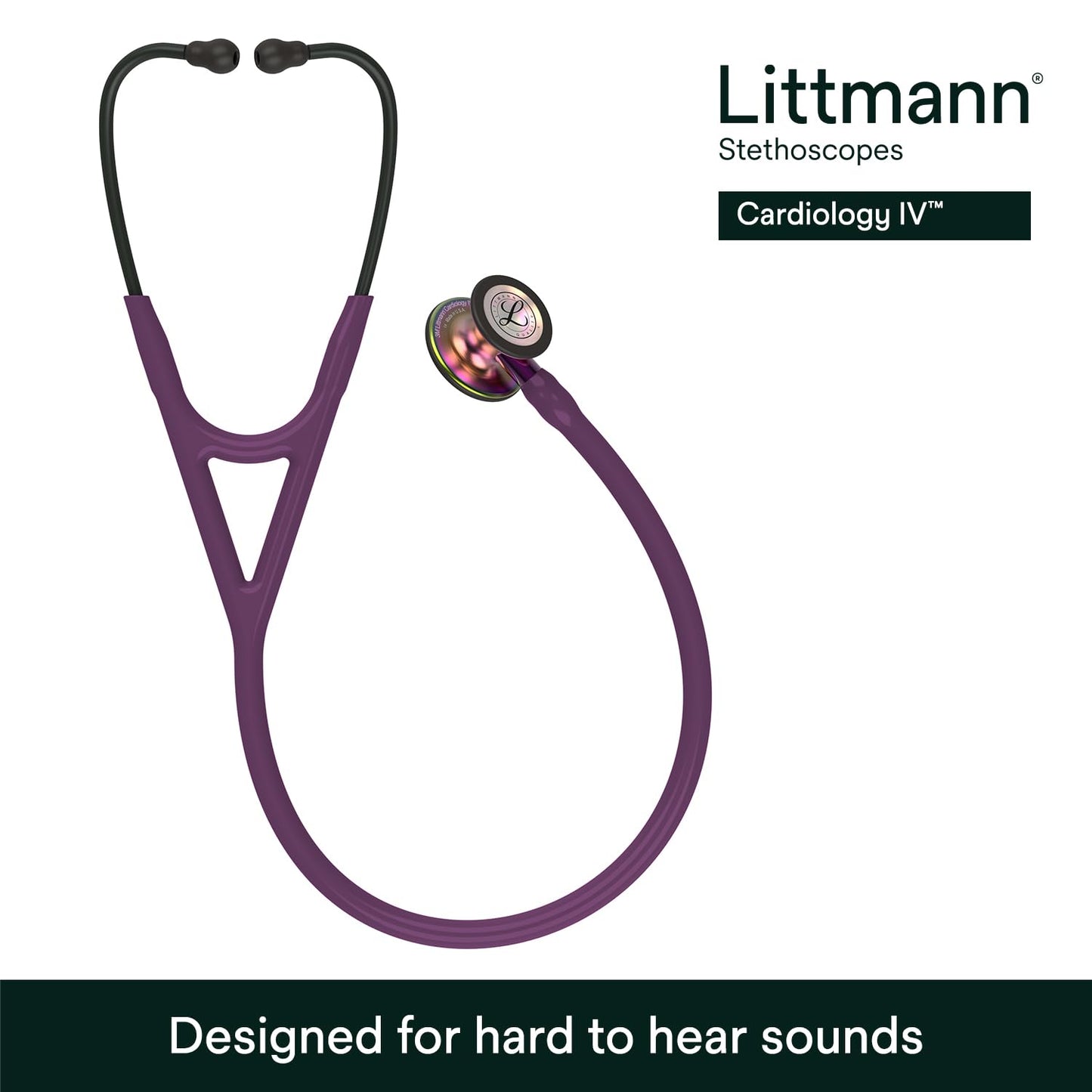 3M™ Littmann® Cardiology IV™ Stethoscope, 6205, Rainbow-Finish Chestpiece, Plum Tube, Violet Stem, 27 in, 3 Each/Case