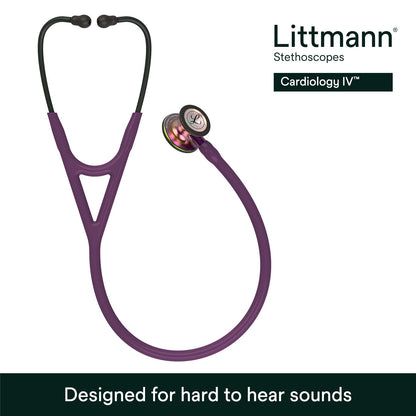 3M™ Littmann® Cardiology IV™ Stethoscope, 6205, Rainbow-Finish Chestpiece, Plum Tube, Violet Stem, 27 in, 3 Each/Case