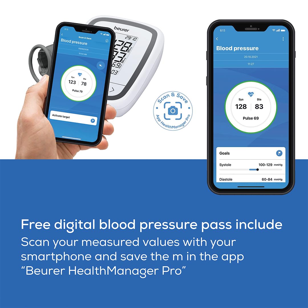 Beurer BM 32 Digital Blood Pressure Monitor for Upper Arm | Accurate BP Machine with Heartbeat Detection, Risk Indicator & 120 Memory | 3-Year Warranty