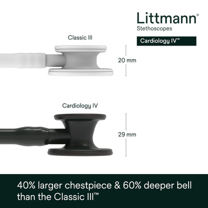 3M™ Littmann® Cardiology IV™ Stethoscope, 6163, Black-Finish Chestpiece, Black Tube, Black Stem, 27 in, 3 Each/Case