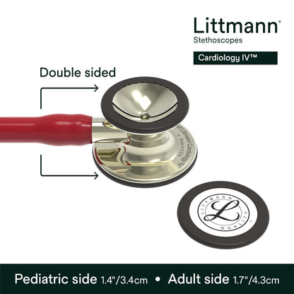 3M™ Littmann® Cardiology IV™ Stethoscope, 6176, Champagne-Finish Chestpiece and Stem, Burgundy Tube, 27 in, 3 Each/Case