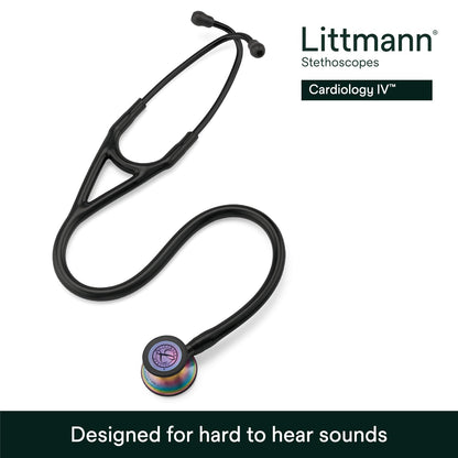 3M™ Littmann® Cardiology IV™ Stethoscope, 6165, Rainbow-Finish Chestpiece, Black Tube, Black Stem, 27 in, 3 Each/Case