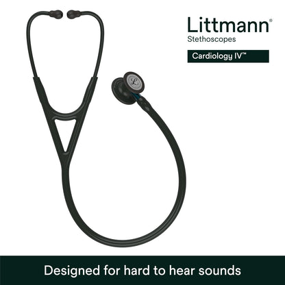 3M™ Littmann® Cardiology IV™ Stethoscope, 6201, Black Finish Chestpiece, Black Tube, Blue Stem, 27 in, 3 Each/Case