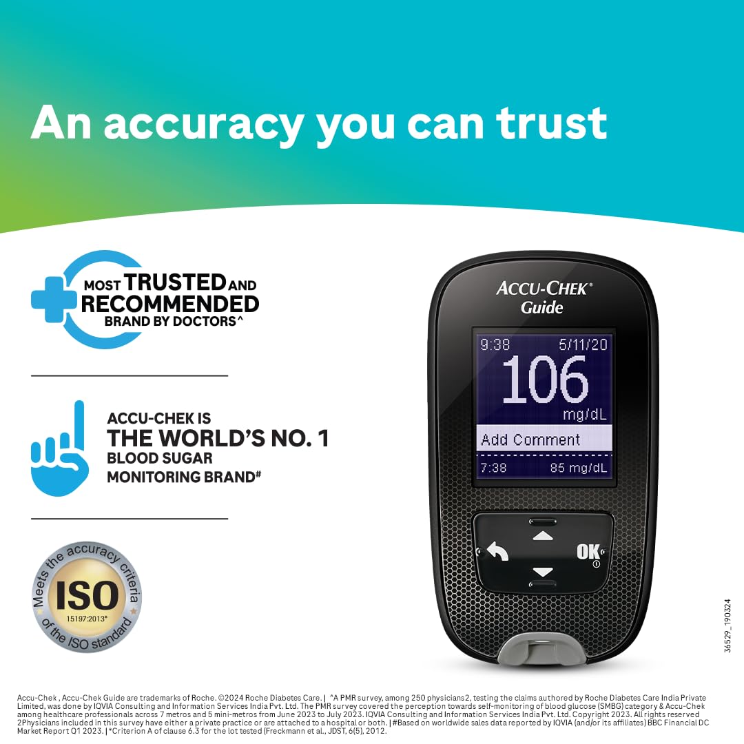 Accurate Accu-Chek Guide Smart Blood Glucose Meter with Bluetooth Connectivity