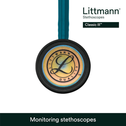 3M™ Littmann® Classic III™ Stethoscope, 5807, Rainbow-Finish, Carribbean Blue Tube, 27 in, 3 Each/Case