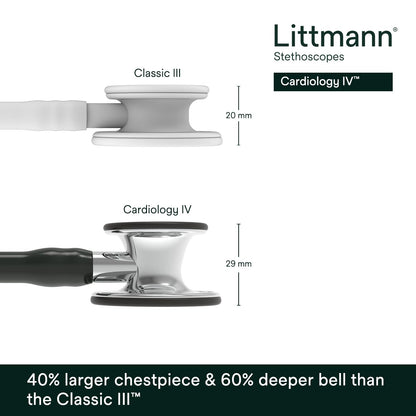 3M™ Littmann® Cardiology IV™ Stethoscope, 6177, Mirror-Finish Chestpiece and Stem, Black Tube, 27 inch, 3 Each/Case