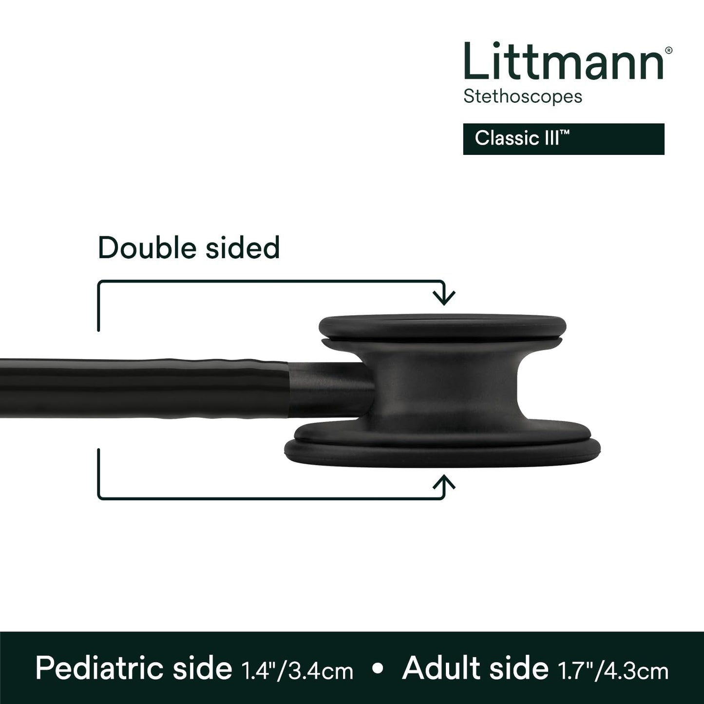 3M™ Littmann® Classic III™ Stethoscope, 5803, Black Edition Chestpiece, Black Tube, 27 inch, 3 Each/Case