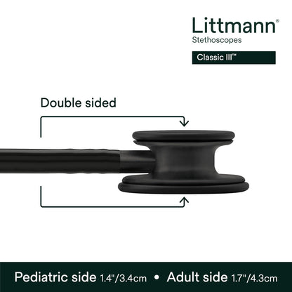 3M™ Littmann® Classic III™ Stethoscope, 5803, Black Edition Chestpiece, Black Tube, 27 inch, 3 Each/Case