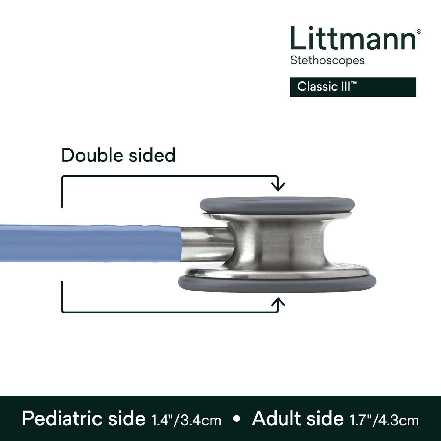 3M™ Littmann® Classic III™ Stethoscope, 5630, Standard-Finish Chestpiece, Ceil Blue Tube, 27 in, 3 Each/Case