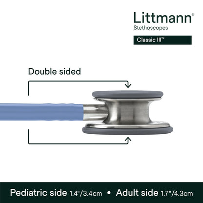 3M™ Littmann® Classic III™ Stethoscope, 5630, Standard-Finish Chestpiece, Ceil Blue Tube, 27 in, 3 Each/Case