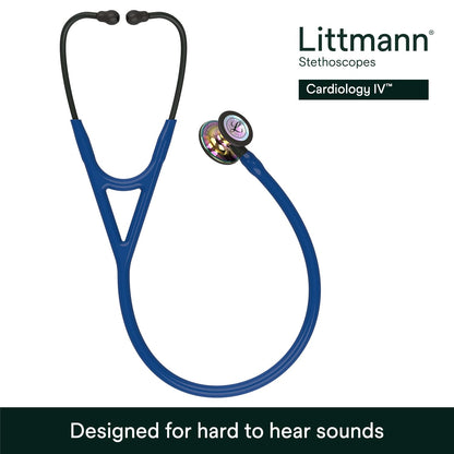 3M™ Littmann® Cardiology IV™ Stethoscope, High Polish Rainbow Chestpiece, Navy Tube, Black Stem and Headset, 6242