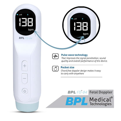 BPL Medical Technologies FD-04 Fetal Doppler|Pulse Wave Technology|Heartbeat Detection Machine for Home and Clinic Use - White