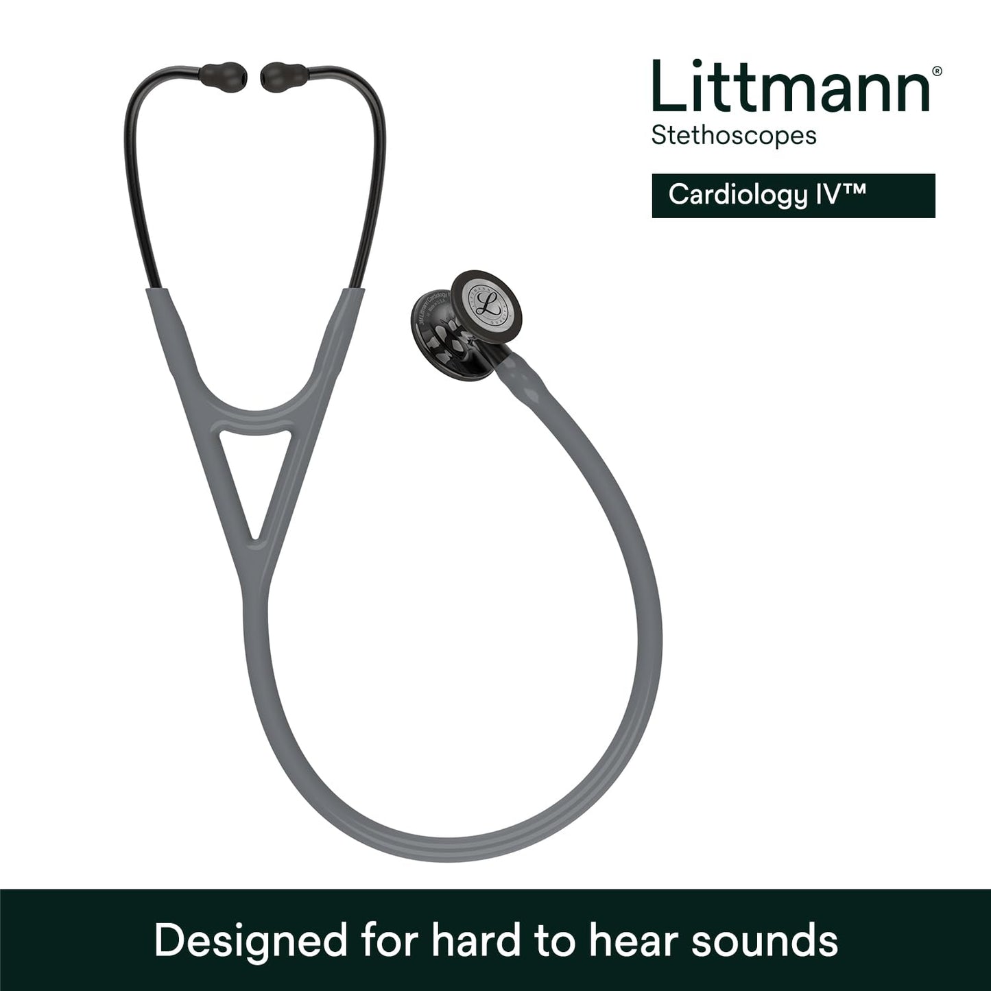 3M™ Littmann® Cardiology IV™ Stethoscope, High Polish Smoke Chestpiece, Gray Tube, Smoke Stem and Headset, 6238