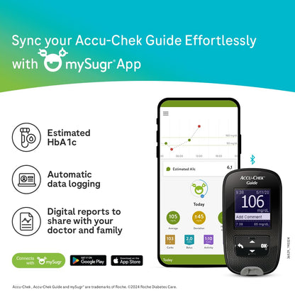 Accu-Chek Guide Smart Blood Glucose Meter with Bluetooth Connectivity my sugar app