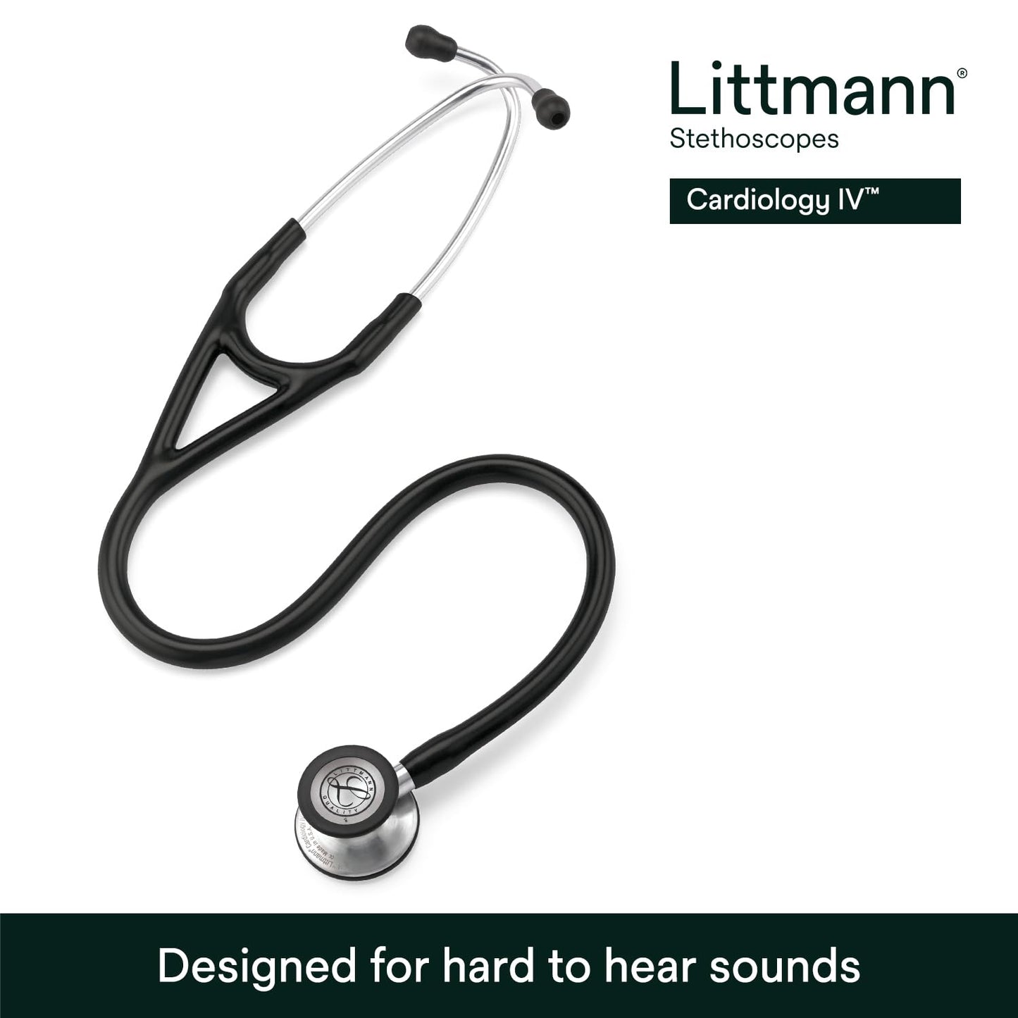 3M™ Littmann® Cardiology IV™ Diagnostic Stethoscope, 6152, Standard-Finish Chestpiece, Black Tube, 3 Each/Case