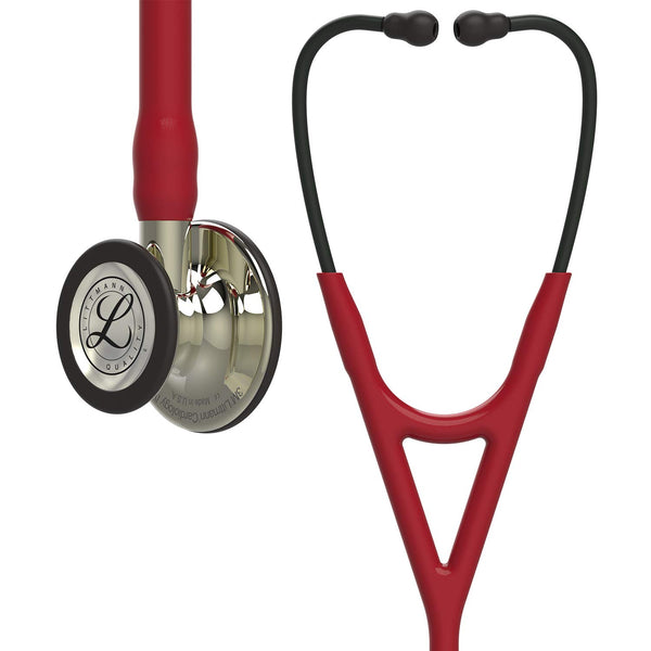 3M™ Littmann® Cardiology IV™ Stethoscope, 6176, Champagne-Finish Chestpiece and Stem, Burgundy Tube, 27 in, 3 Each/Case