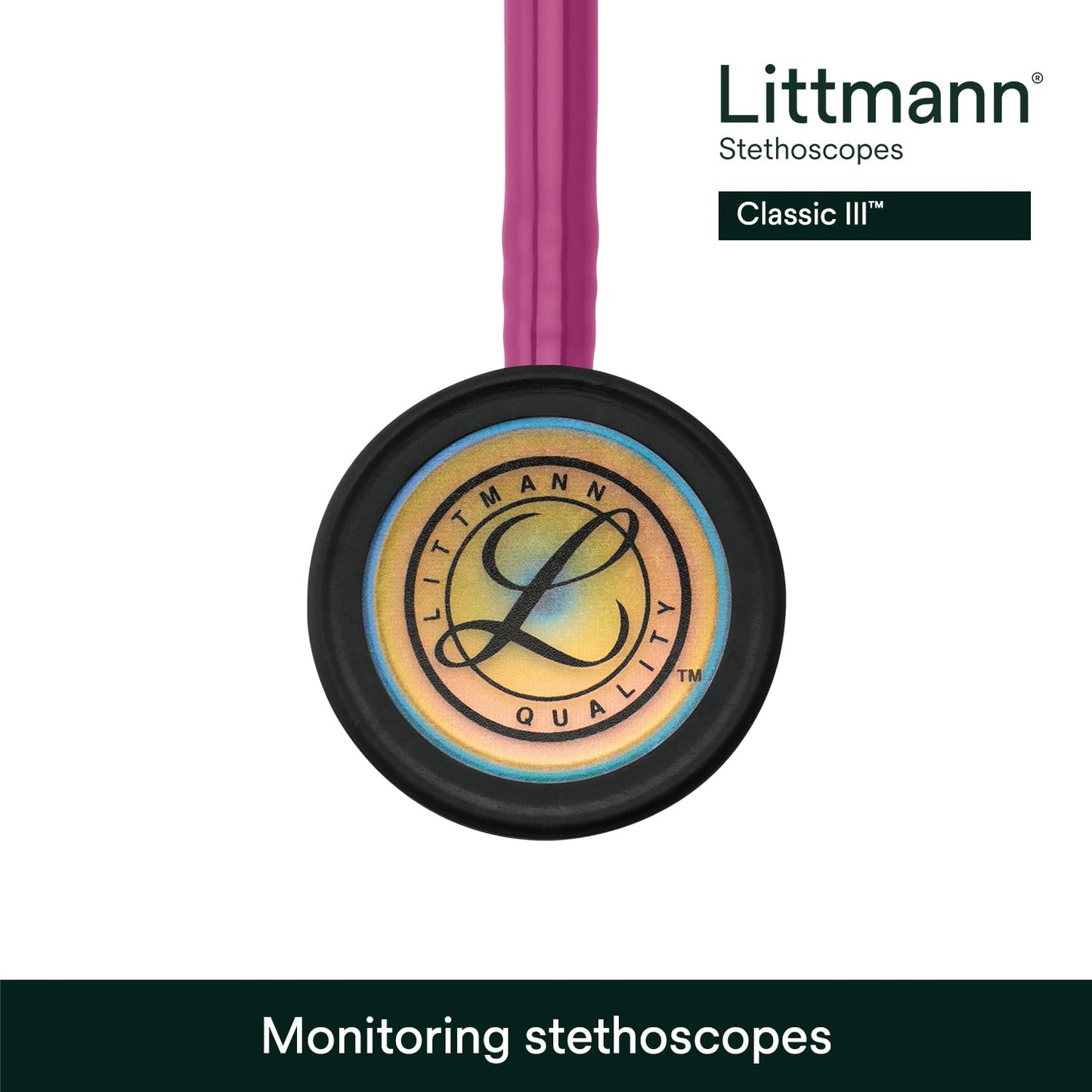 3M™ Littmann® Classic III™ Stethoscope, 5806, Rainbow-Finish, Raspberry Tube, 27 in, 3 Each/Case