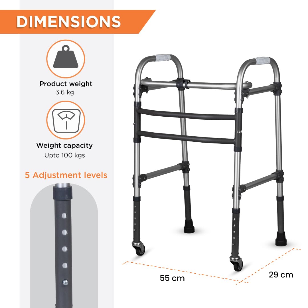 Vissco 2902 Dura Max Aluminium Walker with Wheels