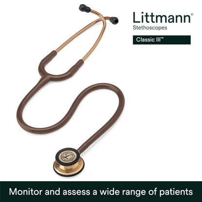 3M™ Littmann® Classic III™ Monitoring Stethoscope, 5809, Copper-Finish Chestpiece, Chocolate Tube, 27 in, 3 Each/Case
