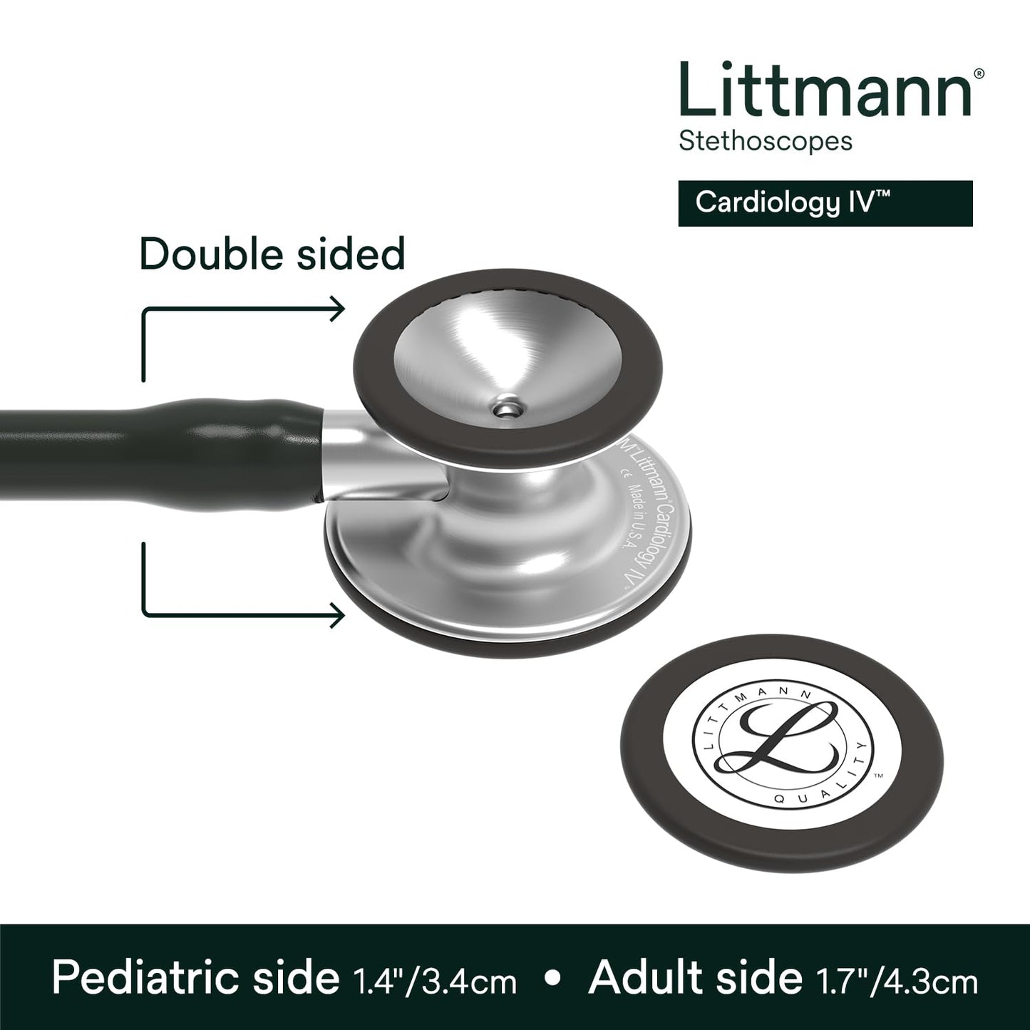 3M™ Littmann® Cardiology IV™ Diagnostic Stethoscope, 6152, Standard-Finish Chestpiece, Black Tube, 3 Each/Case