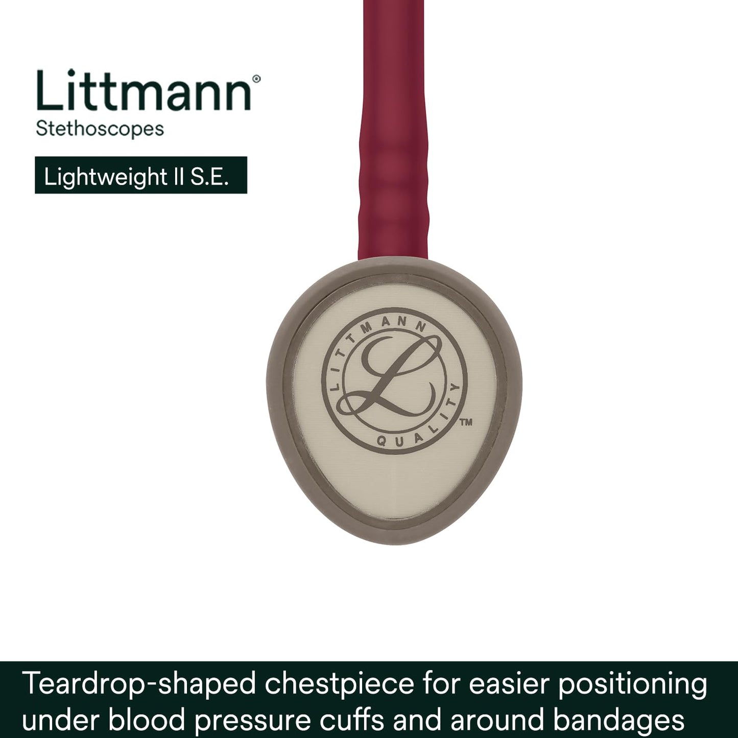 3M™ Littmann® Lightweight II S.E. Stethoscopes, 2451, Standard-Finish Chestpiece, Burgundy Tube, 28 in, 3 Each/Case