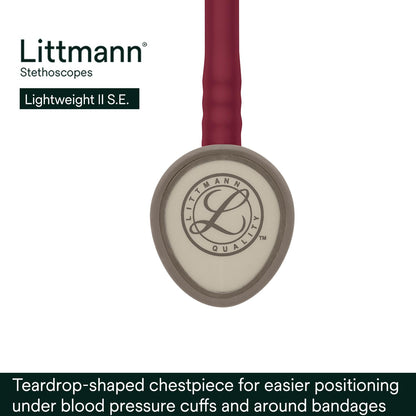 3M™ Littmann® Lightweight II S.E. Stethoscopes, 2451, Standard-Finish Chestpiece, Burgundy Tube, 28 in, 3 Each/Case