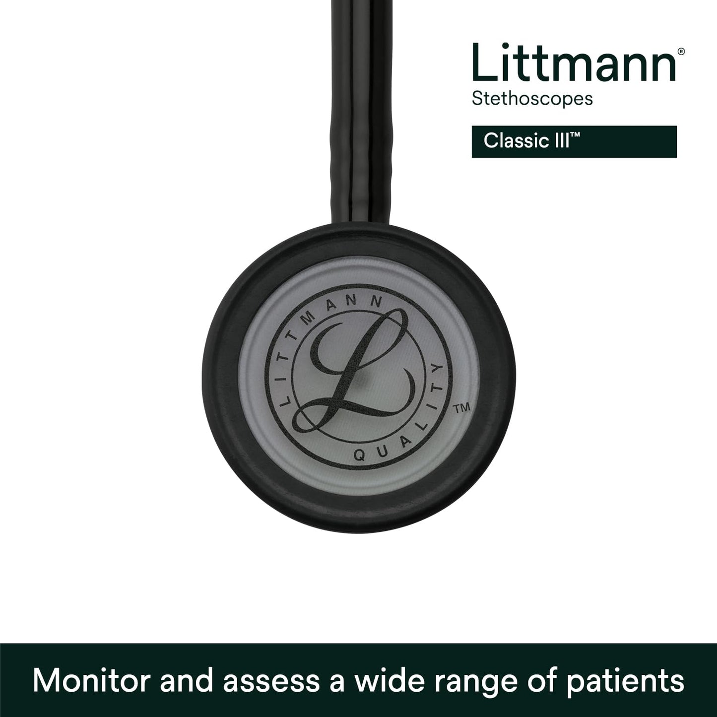 3M™ Littmann® Classic III™ Stethoscope, 5811, Smoke-Finish Chestpiece, Black Tube, 27 in, 3 Each/Case