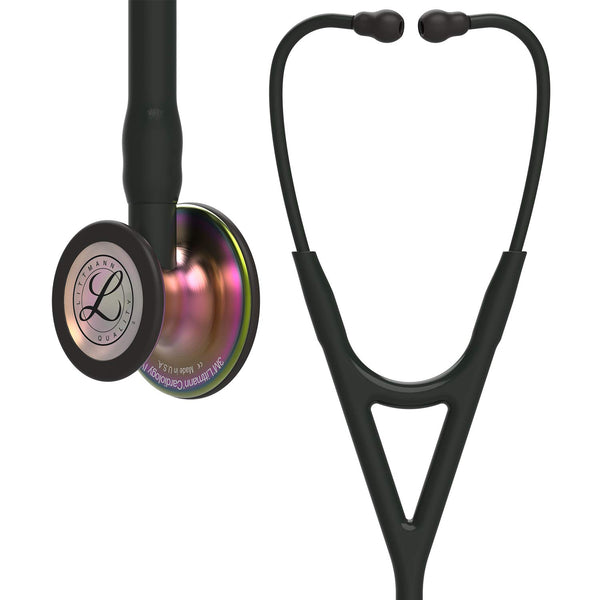 3M™ Littmann® Cardiology IV™ Stethoscope, 6165, Rainbow-Finish Chestpiece, Black Tube, Black Stem, 27 in, 3 Each/Case