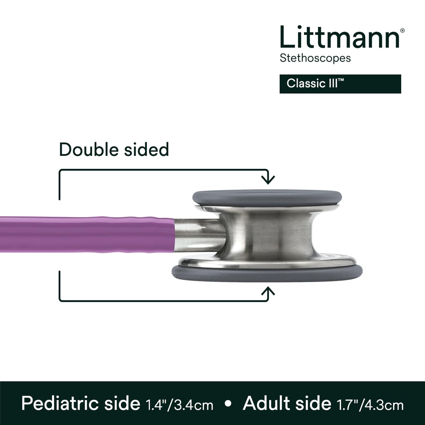 3M™ Littmann® Classic III™ Stethoscope, 5832, Standard-Finish Chestpiece, Lavender Tube, 27 in, 3 Each/Case