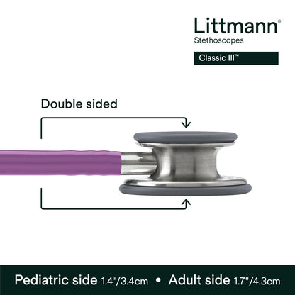 3M™ Littmann® Classic III™ Stethoscope, 5832, Standard-Finish Chestpiece, Lavender Tube, 27 in, 3 Each/Case