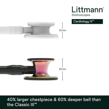 3M™ Littmann® Cardiology IV™ Stethoscope, 6165, Rainbow-Finish Chestpiece, Black Tube, Black Stem, 27 in, 3 Each/Case